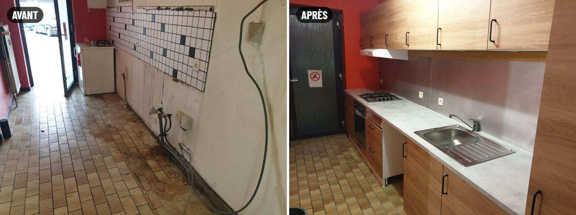 Avant / après : Installation d'une nouvelle cuisine, Namur
